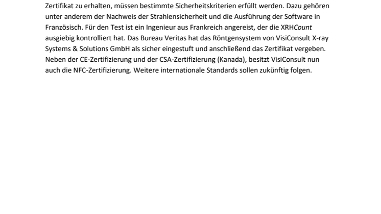 VisiConsult erhält NF C 74-100 Zertifizierung für den französischen Markt