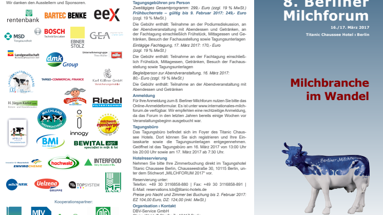 Programm: 8. Berliner Milchforum "Milchbranche im Wandel"