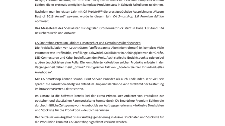 Color Alliance lädt zur Viscom 2014 nach Frankfurt ein