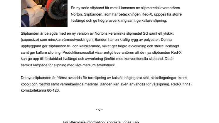 Nya slipband ger effektivare slipning