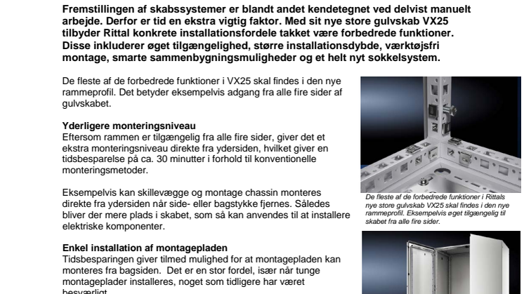 Rittal leverer montagefordele med det nye gulvskab VX25