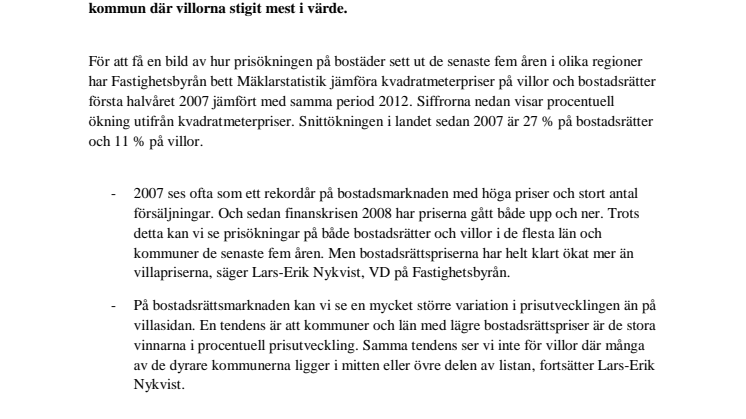 Vinnare och förlorare på bostadsmarknaden 2007-2012
