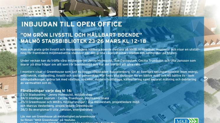 Inbjudan Open Office - Om grön livsstil och hållbart boende