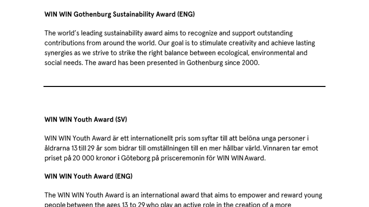 Boilerplate WIN WIN Award & WIN WIN Youth Award