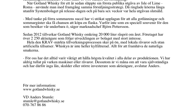 Gotland Whisky släpper ny ekologisk whisky - Isle of Lime Midaik
