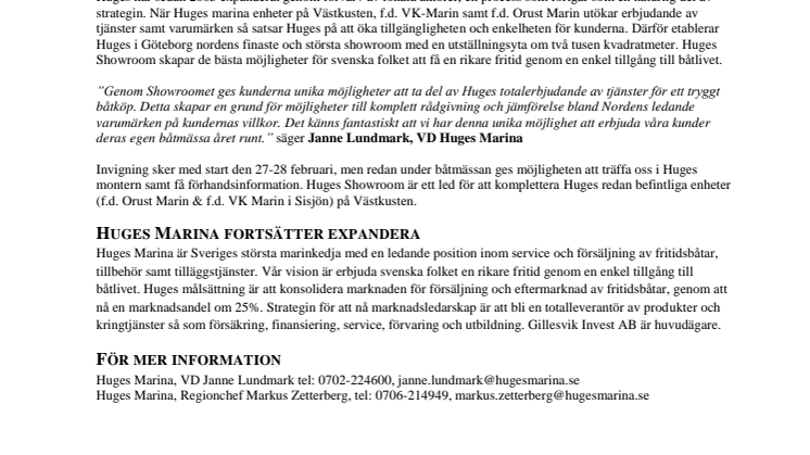 Huges Marina öppnar Nordens största showroom