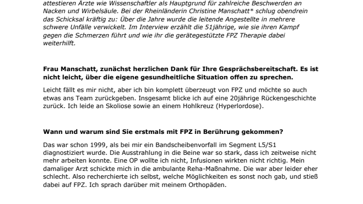 Lebensbegleitende Rückentherapie: Eine langjährige Patientin berichtet