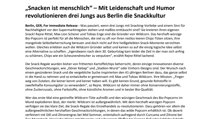 „Snacken ist menschlich“ – Mit Leidenschaft und Humor revolutionieren drei Jungs aus Berlin die Snackkultur