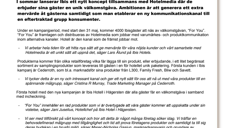 Nytt samarbete med Hotelmedia ger varje hotellgäst en gåva