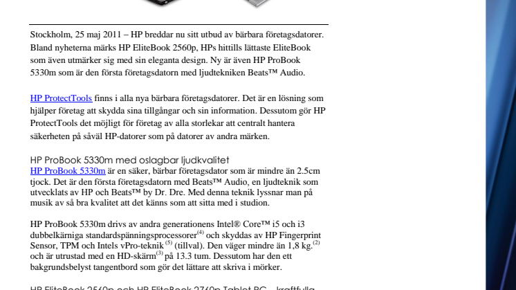 Eleganta bärbara med toppljud - HPs nya ultralätta företagsdatorer är  här