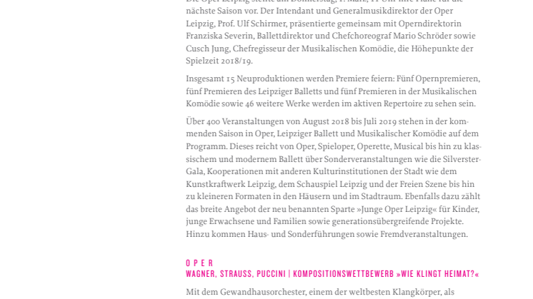 Langfassung der Pressemitteilung der Oper Leipzig
