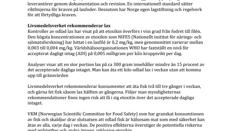 Fakta: Laxfoder och etoxikin 