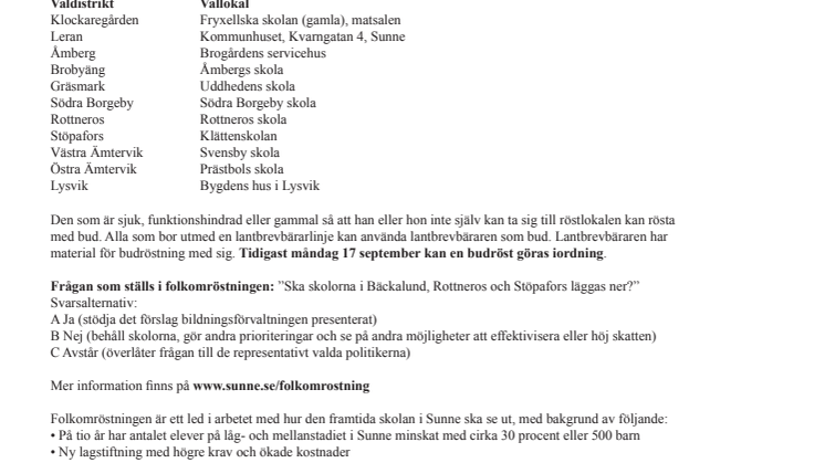 Rådgivande folkomröstning 23 september - förtidsröstning med start på måndag