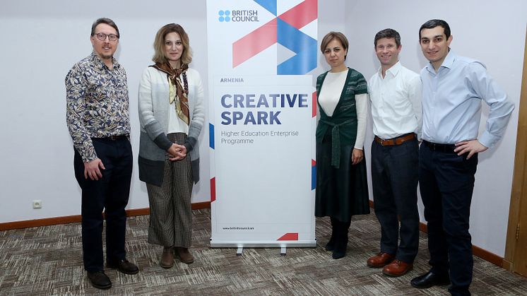 From l-r: Mark Bailey, of Northumbria University; Anush Begloian, Armenian MP; Arevik Saribekyan, British Council Armenia Director; Dr Nick Spencer, of Northumbria University; and Arman Arakelyan, of the American University of Armenia.