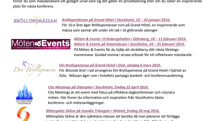 Besök Smultronställen på åtta olika mässor under 2016!