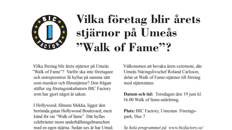 Vilka företag blir årets stjärnor på Umeås ”Walk of Fame”?
