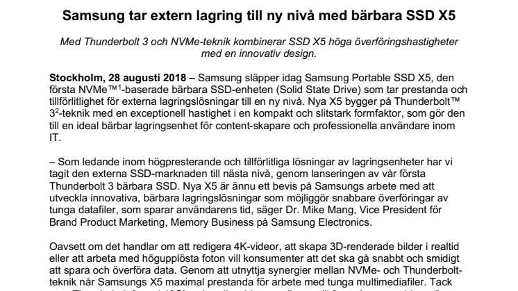 Samsung tar extern lagring till ny nivå med bärbara SSD X5 