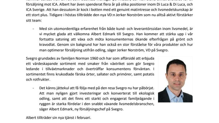 Svegro växer med ny försäljningschef från Scan 