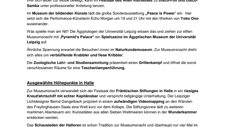 Museumsnacht - Tipps für Leipzig und Halle
