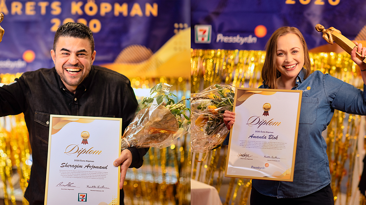 Fr. v. Sheragim Arjoman, Årets köpman 7-Eleven, och Amanda Blok, Årets köpman Pressbyrån