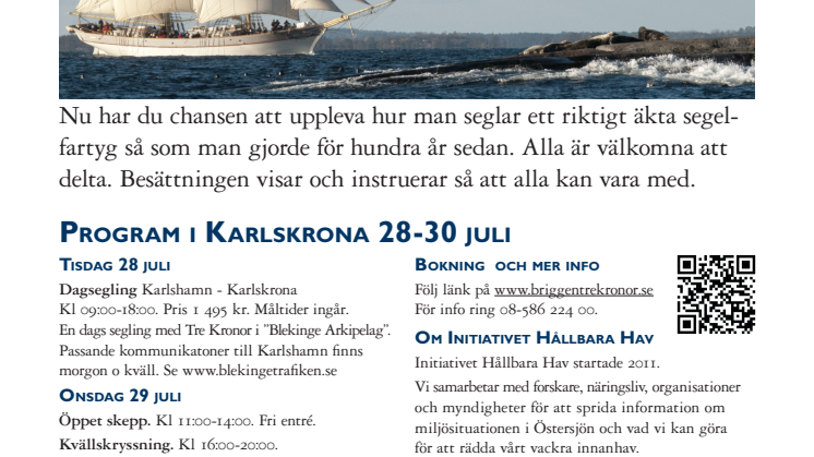 Program för Tre Kronor i Karlskrona 2015