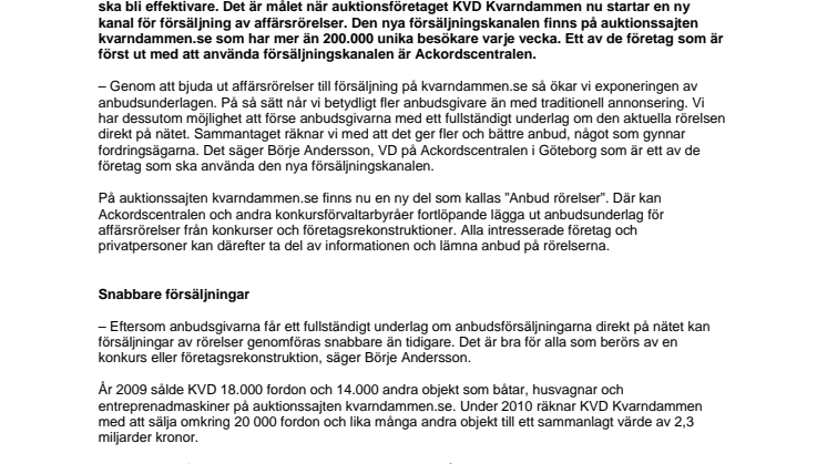Försäljning av rörelser på internet ska ge fler anbud