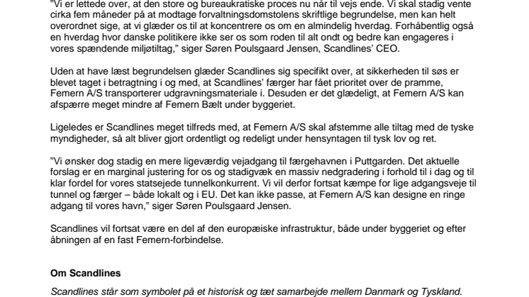Afgørelse i sagen om Scandlines' klage over Femern-godkendelse