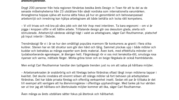 Inredningstrender för arbetsplatsen presenteras i Skövde