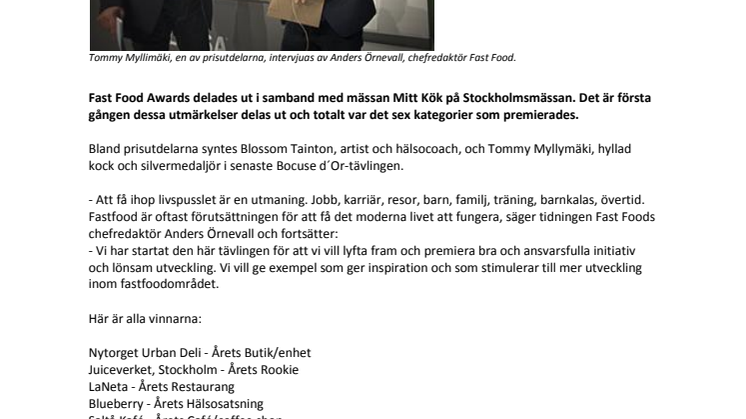 Nytänkande i fastfoodbranschen hyllades