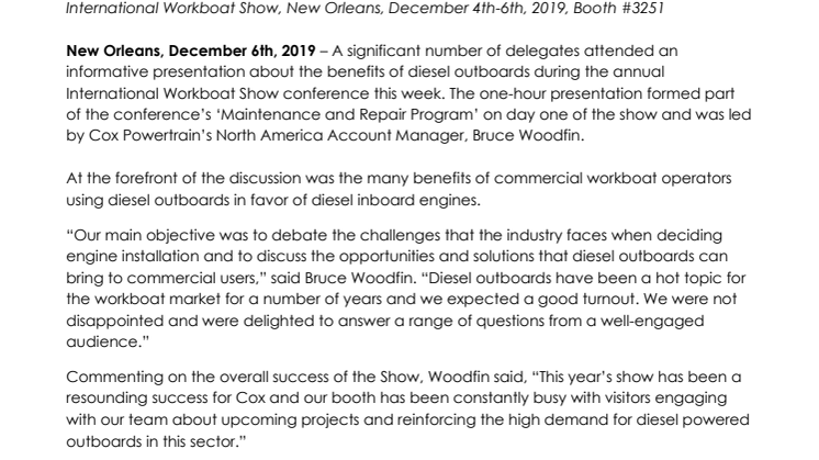 Impressive Turnout for the Diesel Outboard Debate at IWBS Conference