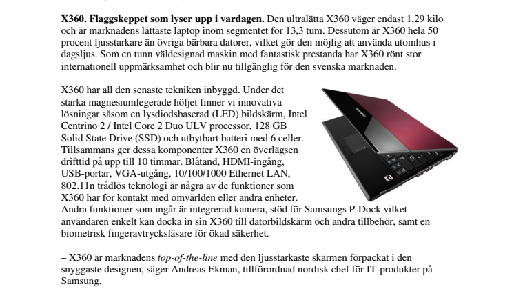 Samsung laptop - premiärmodellerna
