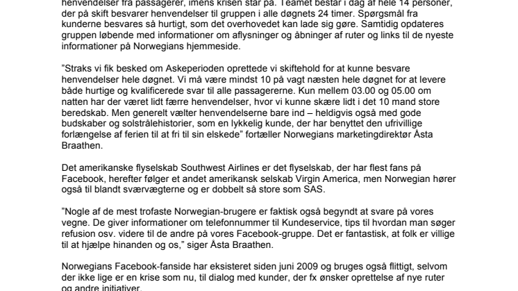 Tusinder af passagerer i Facebook-dialog med Norwegian