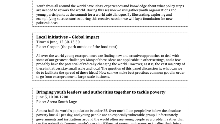 Program för Globalkonferensen under Rework the World 