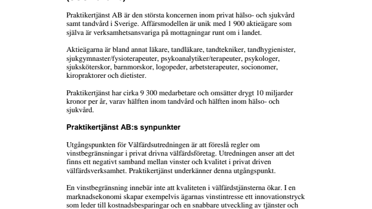 Remissvar Ordning och reda i välfärden  (SOU 2016:78)