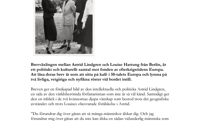 Ny bok – Astrid Lindgrens brevväxling med Louise Hartung: Jag har också levat!