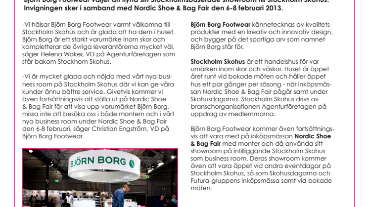 Björn Borg Footwear får nytt showroom i Stockholm Skohus