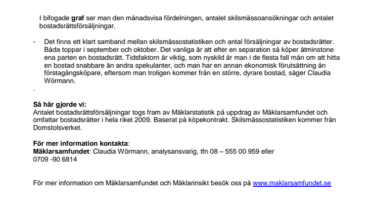 September och oktober toppar bostadsrätts- och skilsmässostatistiken