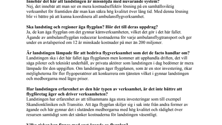 FAQ - Svenskt ambulansflyg