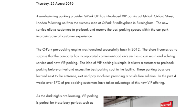Q-Park UK rolls out the red carpet of parking 