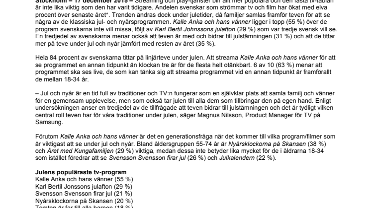 Otänkbart att streama Kalle Anka på julafton - Starka jultradioner kring svenskarnas TV-tittande