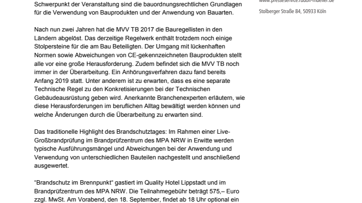 Brandschutz im Brennpunkt 2019