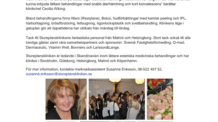 Premiär för Stureplansklinikens nya walk-in clinic i centrala Malmö 