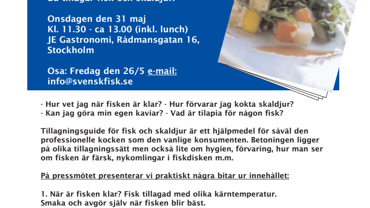 INBJUDAN PRESS: Lansering av Tillagningsguide för FISK