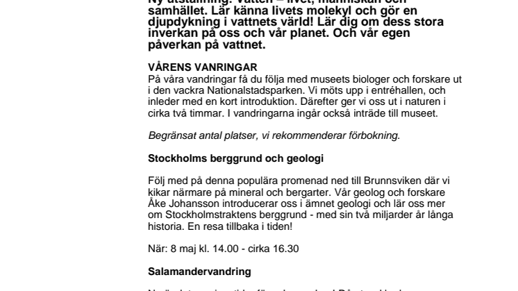 Det händer på Naturhistoriska riksmuseet i maj