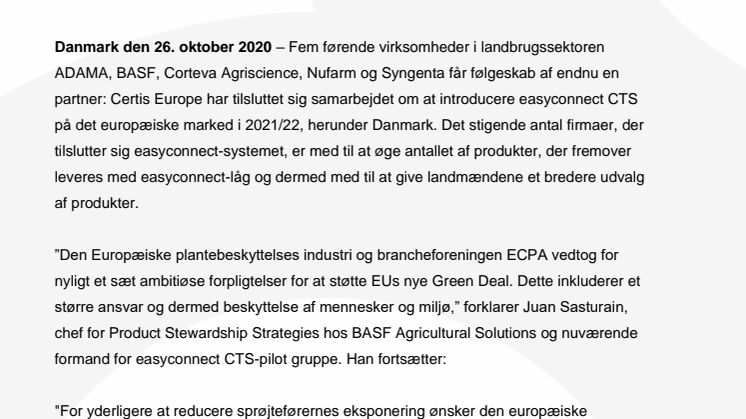 Ny partner med i samarbejde om lukkede påfyldningssystemer for sprøjtemidler