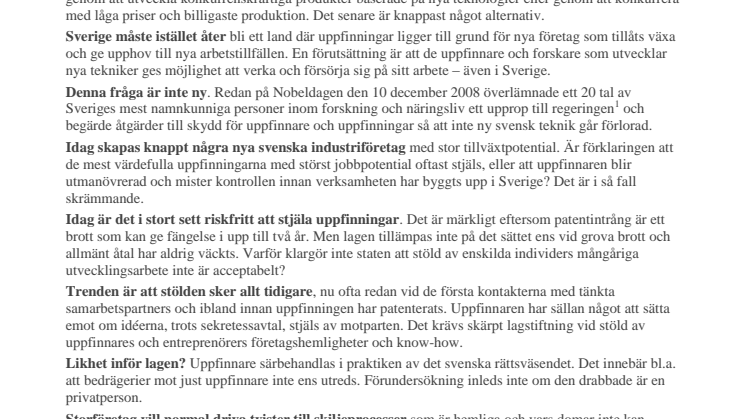 Uppfinnaruppropet i Almedalen 2014: Inbjudan till Regeringen och Socialdemokraterna