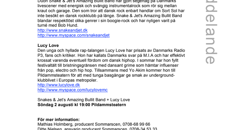 Pildammsteatern får besök från den danska musikscenen