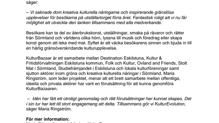 KulturBazaar – ett sörmländskt gränsöverskridande kultursamarbete 