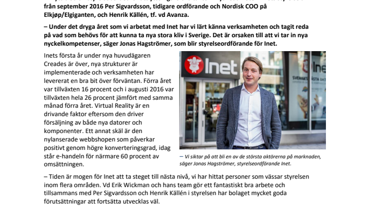 Creades vässar styrelsen på Inet