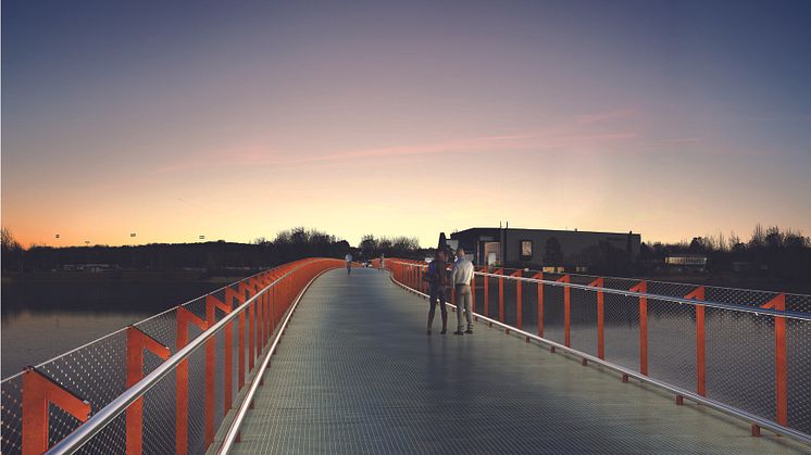  Med en cykelbro som binder ihop Råtorp och Färjestad hoppas kommunen att fler väljer cykeln som transportmedel. Bild: Nuno Arkitektur AS